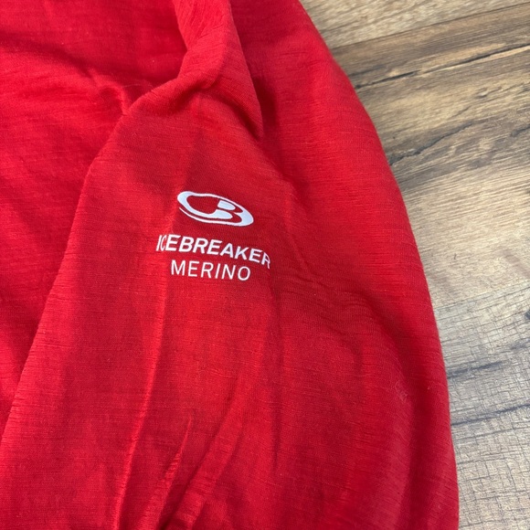 Icebreaker Aero Long Sleeve Crewe Merino Base Layer Top Shirt Red Men’s - Picture 5 of 8